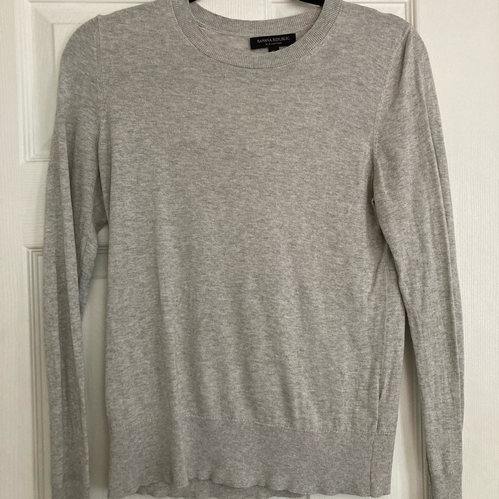 Banana Republic Silk Cotton Sweater in Gray